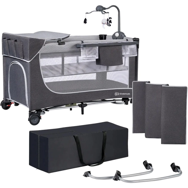 Дитячий манеж Kinderkraft кровать Leody с пеленатором Grey (5902533917952) - picture 1