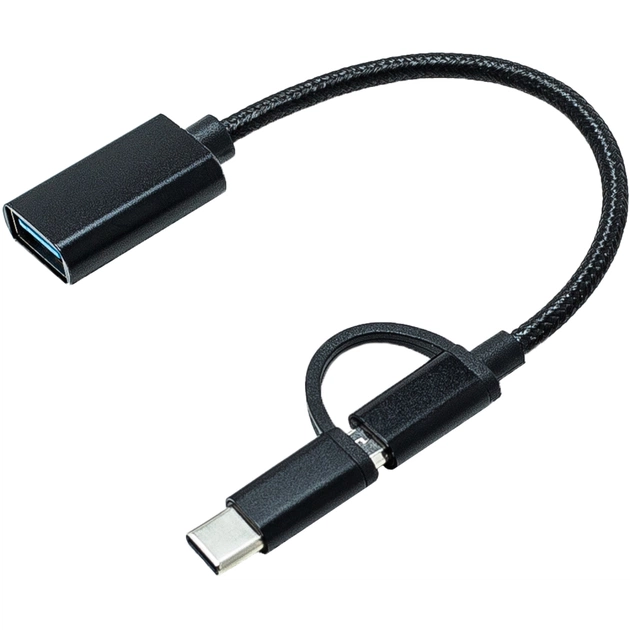 Переходник OTG AC-150 2in1 USB 3.0 - MicroUSB USB Type-C Black XoKo (AC-150-BK) - изображение 1