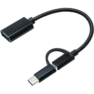 Перехідник OTG AC-150 2in1 USB 3.0 - MicroUSB USB Type-C Black XoKo (AC-150-BK) зображення 1