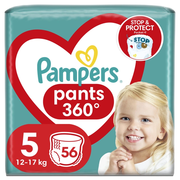 Підгузки Pampers трусики Pants Junior Розмір 5 (12-17 кг) 56 шт (8006540069165) - изображение 1