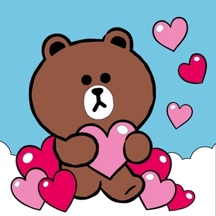 Картина по номерам Santi Лайн Френдс. Браун та серденько 25х25 см LED підсвітка (955037) изображение 1