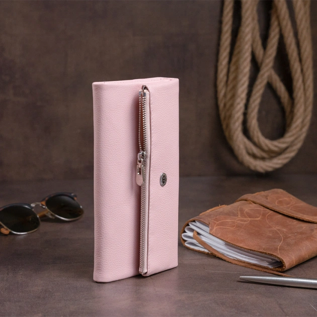 Гаманець ST Leather З кишенею для мобільного Шкіряний Рожевий (19271) - изображение 9