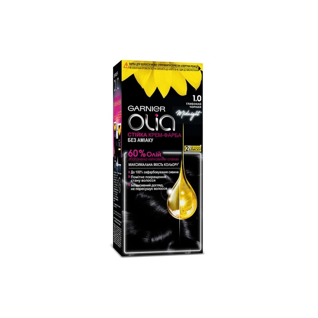 Фарба для волосся Garnier Olia 1.0 Глибокий чорний 112 мл (3600542243490) - изображение 1