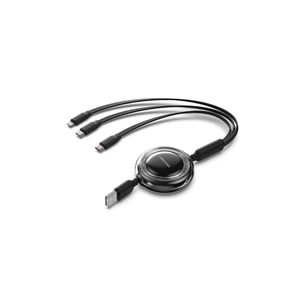 Дата кабель USB 2.0 AM to 2xUSB-C + Lightning 1.0m 3.5A retractable Vention (TRJBBE) зображення 1