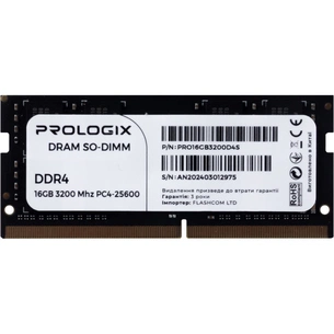 Модуль пам'яті для ноутбука SoDIMM DDR4 16GB 3200 MHz Prologix (PRO16GB3200D4S) зображення 1