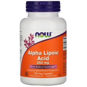 Антиоксидант Now Foods Альфа-липоевая кислота 250 мг, Alpha Lipoic Acid, 120 капсу (NOW-03043) изображение 1