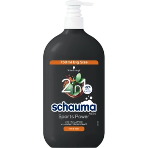 Шампунь Schauma Men Sports Power 2 в 1 з екстрактом евкаліпту для волосся та тіла 750 мл (9000101681307) зображення 1