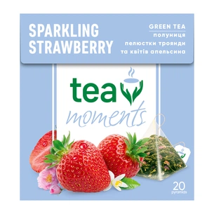 Чай Tea Moments Sparkling Strawberry зелений 20х1.8 г пірамідки (tm.02920) зображення 1