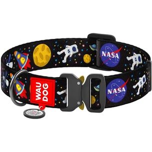 Нашийник для тварин WAUDOG Nylon з QR паспортом "NASA" металева пряжка-фастекс XXL (4535-0047) зображення 1