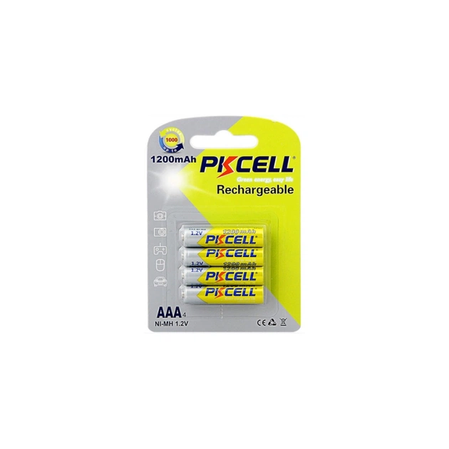 Акумулятор PkCell AAA R03 1200mAh 1.2V NiMH Rechargeable Battery, 4шт/бл (PC/AAA1200-4B) - зображення 1