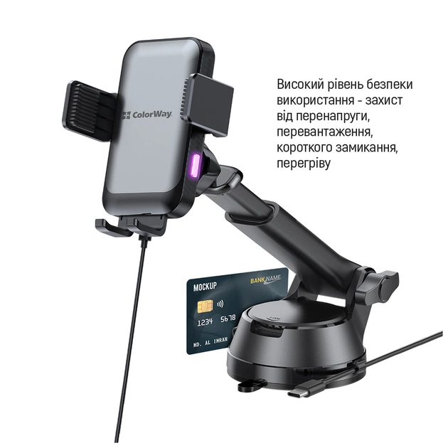 Універсальний автотримач ColorWay AutoSense Car Wireless Charger 2 (Dashboard+Air Vent) 15W (CW-CHAW040Q-BK) - picture 10