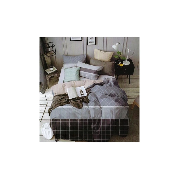Постільна білизна ШЕМ Royal Satin сіро-коричнева двоспальна 180 х 220 (1,8 RS_полоска сіро кор) - изображение 1