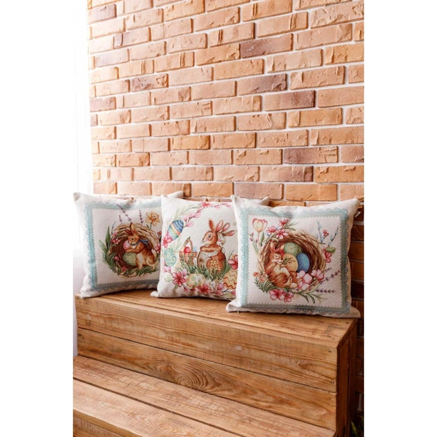 Наволочка Прованс гобеленова декоративна Зайчата в віночку Злагода 45х45 см (034254) - picture 3