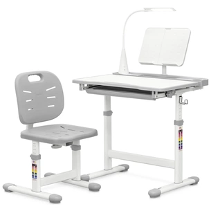 Парта зі стільцем Evo-kids (стіл+стілець+полиця+лампа) Gray (Evo-17 G Ergo) зображення 1