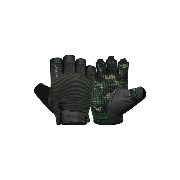 Рукавички для фітнесу RDX T2 Half Army Green Plus M (WGA-T2HA-M+) - изображение 1