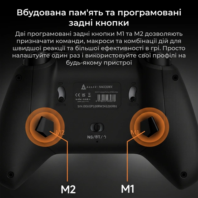 Геймпад Ajazz GP100 2.4G/BT/USB Switch/PC/iOS/Android RGB Black (GP100-B) - изображение 12