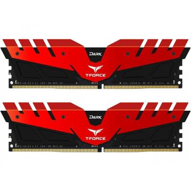 Модуль пам'яті для комп'ютера DDR4 32GB (2x16GB) 2666 MHz T-Force Dark Red Team (TDRED432G2666HC15BDC01) - изображение 1