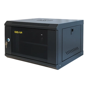 Шафа настінна GEAR 6U 19" 600x450x350 мм, + полка 19", black (GWMSN-6U-600-450) зображення 1
