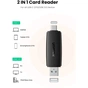 Зчитувач флеш-карт Ugreen USB-C + USB to TF/SD 3.0 CM304 black (80191) - зменшене зображення 2