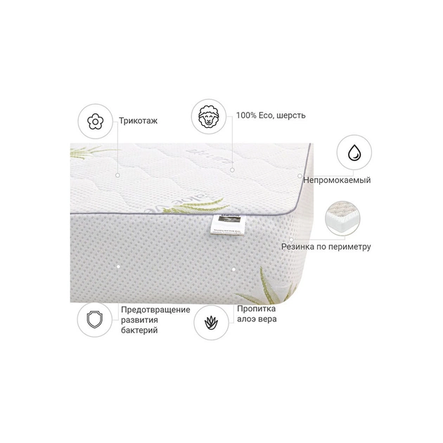 Наматрацник MirSon №1013 Alberto Wool Aloe Vera 140х200 см (2200001496422) - изображение 3