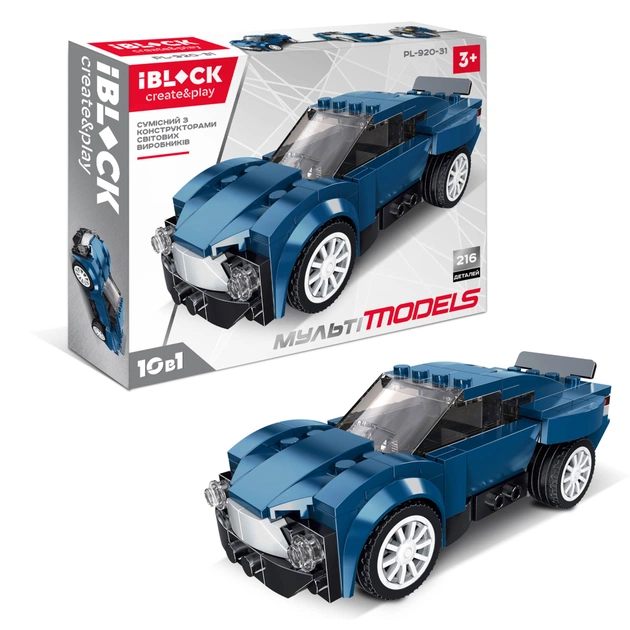 Конструктор iBlock Мульті models Машинка темно-синя (PL-920-31) - зображення 1