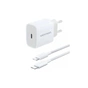 Зарядний пристрій Vention 1xUSB-C PD20W + cable USB-C to USB-C white (G16W0-EU) - зменшене зображення 1