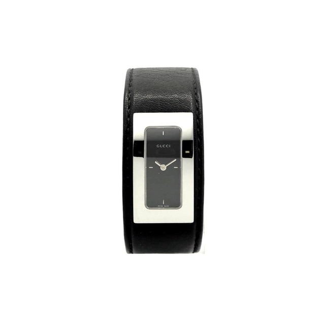 Наручные часы Gucci 7800SR 07835 steel, black dial, black leather - изображение 1