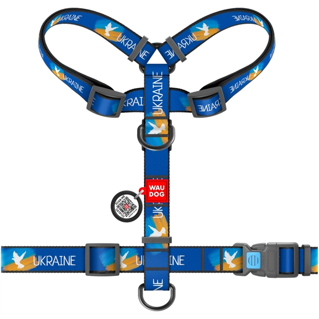 Шлея для собак WAUDOG Nylon з QR паспортом анатомічна H-подібна "Прапор" L (5160-0229) - picture 2