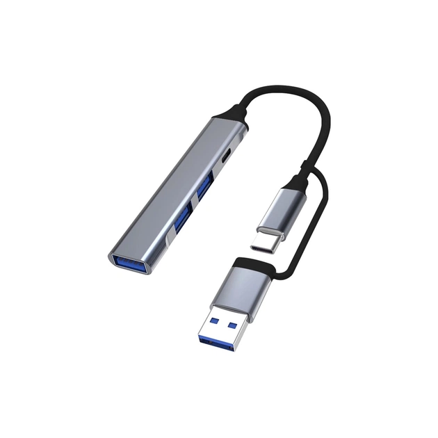 Концентратор Dynamode USB Type-C + USB-A to 1хUSB-C 3.0 1хUSB-A 3.0 2xUSB-A 2.0 dark grey (DM-UH-314AC) - зображення 1