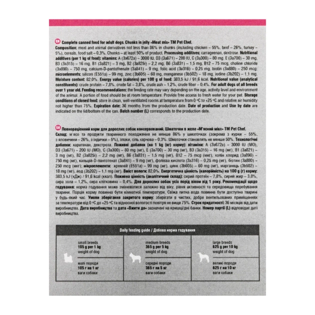 Вологий корм для собак Pet Chef М'ясний мікс 800 г (4820255193649) - picture 8