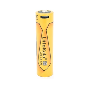 Акумулятор 18650 3500mah (3400-3500mah), 3.7V(2.7-4.2V), Type-C, 72*18.6mm, Yellow Liitokala (USB-18-T35) зображення 1