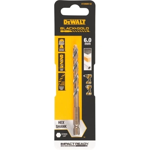 Свердло DeWALT по металу EXTREME IMPACT Black&Gold, HSS-G, 6 х 101,5 х 63 мм, 1 шт. (DT20608) зображення 1