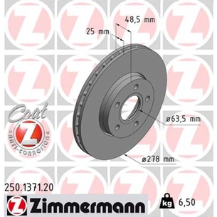 Гальмівний диск ZIMMERMANN 250.1371.20 зображення 1