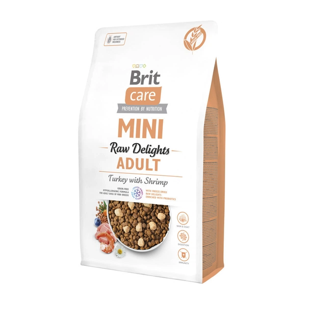 Сухой корм для собак Brit Care Mini Raw Delights Turkey with Shrimp для малых пород 2 кг (8595602571321) - изображение 1