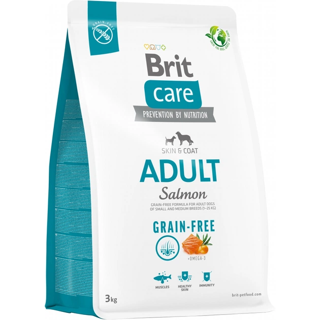 Сухой корм для собак Brit Care Dog Grain-free Adult для малых и средних пород с лососем 3 кг (8595602558841) - изображение 1