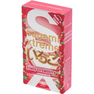 Презервативи Sagami Xtreme Fruity Strawberry З ароматом полуниці 10 шт. (4974234811854) изображение 1