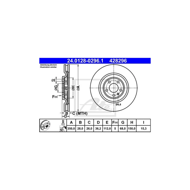 Тормозной диск ATE 24-0128-0296-1-02 - изображение 1