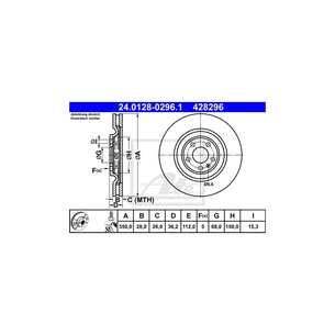 Гальмівний диск ATE 24-0128-0296-1-02 зображення 1