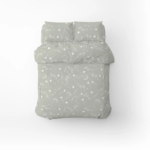 Постільна білизна Home Line Волошки білі на сірому бязь полуторна (174439) зображення 1