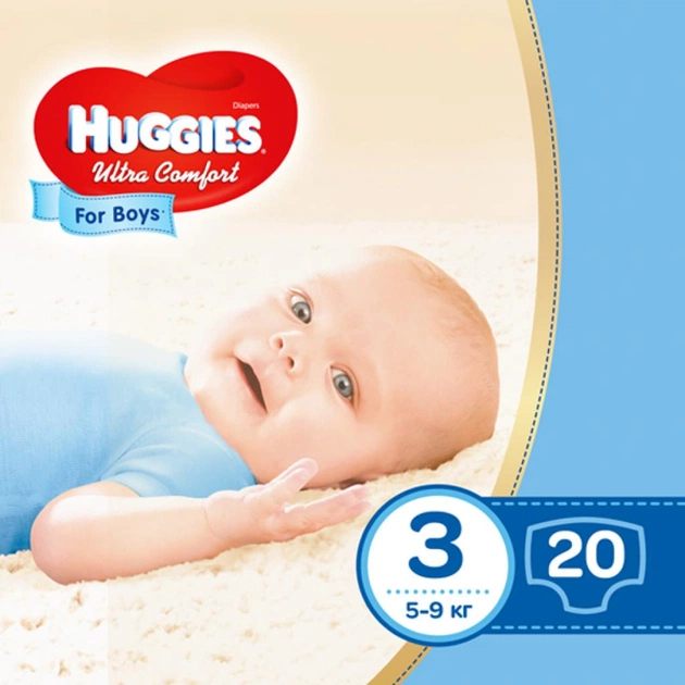 Підгузки Huggies Ultra Comfort 3 Conv для хлопчиків (5-9 кг) 20 шт (5029053565422) - зображення 1