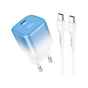Зарядний пристрій HOCO C101A USB-C PD20W + cable USB-C to USB-C Ice Blue (6931474769398) - зменшене зображення 1