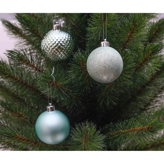 Ялинкова іграшка Chomik пластикові кульки 16 шт, 6 см, мікс бірюзові (5900779832602_1) - picture 4