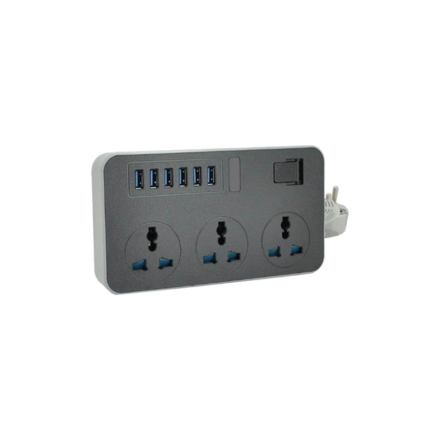 Мережевий фільтр живлення Voltronic TВ-Т09, 3роз, 6*USB Black (ТВ-Т09-Black) - зображення 1
