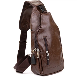 Сумка Vintage Через плече на два відділення шкірзам Темно-коричнева (20560) зображення 1