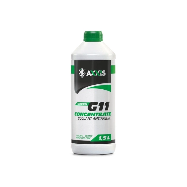 Антифриз AXXIS GREEN концентрат G11 (-80C) 1,5л (AX-2090) - изображение 1