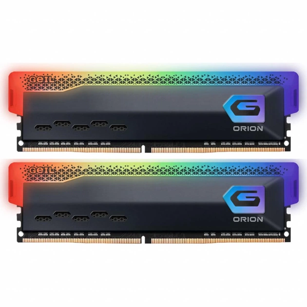 Модуль пам'яті для комп'ютера DDR4 16GB (2x8GB) 3200 MHz Orion RGB Titanium Gray Geil (GOSG416GB3200C16BDC) - зображення 1