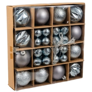 Ялинкова іграшка Chomik пластикові кульки компл. 44шт, 3/6см, срібні (5900779877726_1) picture 1