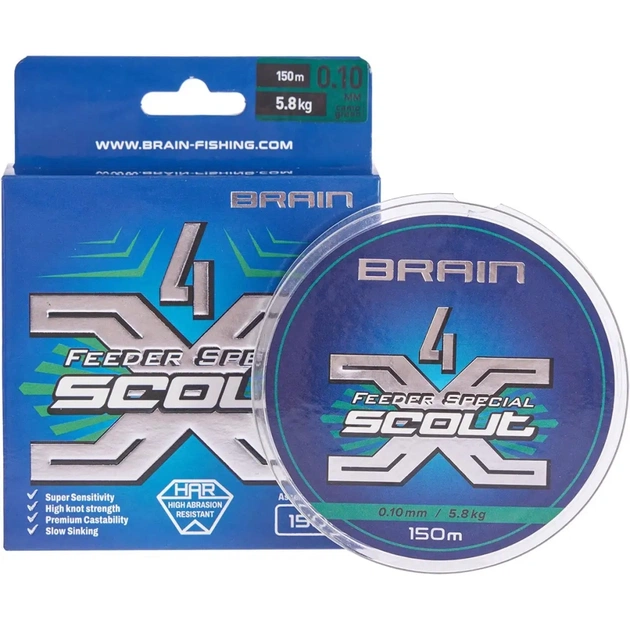 Шнур Brain Scout 4X 150m (camo) 0.163mm 9.8kg (1858.54.83) - зображення 1