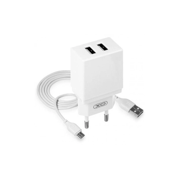 Зарядний пристрій XO L75 2USB/2.4A + MicroUSB White (XO-L75-M) - изображение 1