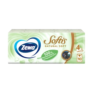 Серветки косметичні Zewa Softis Natural Soft 10 x 9 шт. (7322541351872) зображення 1